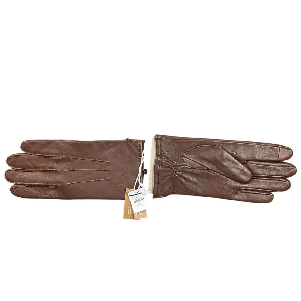 J Crew Gloves Mens L Brown Leather Cashmere Lined Touchscreen Wool Classic BB984